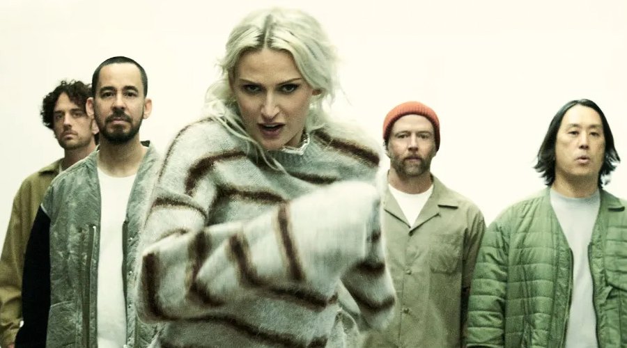 Linkin Park & Shinedown Win Again At The 2026 ‘iHeartRadio Music Awards’ The Mosh Network - Linkin Park promotional photo for the 'From Zero' album cycle featuring Emily Armstrong