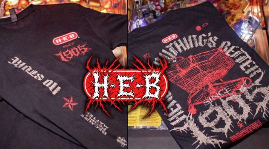 H-E-B’s Death Metal T-Shirt Sells Out In Minutes, Proceeds Donated To Austin Musicians Charity The Mosh Network - HEB death metal shirt