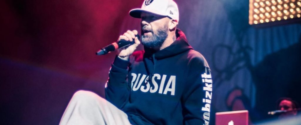LIMP BIZKIT Barred From Performing In Estonia Due To Fred Durst’s Past Support Of Russia The Mosh Network - Limp Bizkit frontman Fred Durst sporting a Limp Bizkit Russia hoodie.