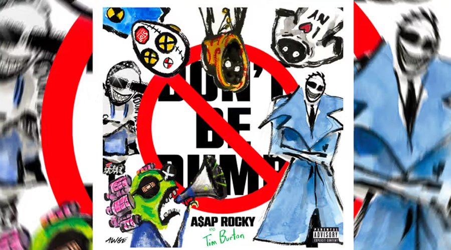 A$AP Rocky Says New Album ‘Don’t Be Dumb’ Features Metal-Leaning Textures With Danny Elfman And Tim Burton Involved The Mosh Network - Rapper A$AP Rocky's album cover for 'Don't Be Dumb' which was designed by Tim Burton