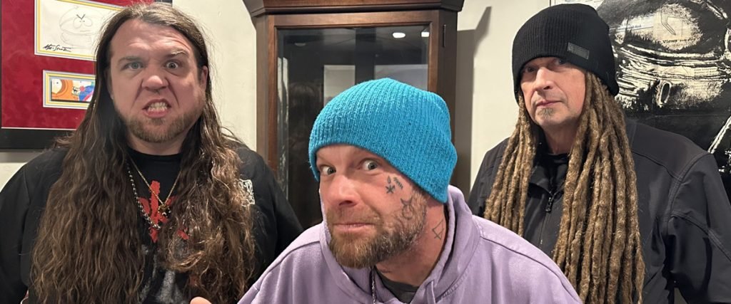 Motograter Reunion With Five Finger Death Punch’s Ivan Moody Is Currently In The Works The Mosh Network - Ivan Moody with Motograter's Michael “The Kidd” Stewart and Noah "Shark" Robertson 2026