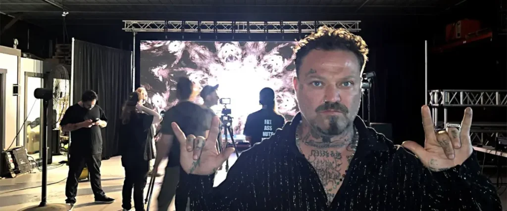 Bam Margera To Appear In Upcoming Signs Of The Swarm Music Video The Mosh Network - Bam Margera on set at a Signs Of The Swarm video shoot 2026
