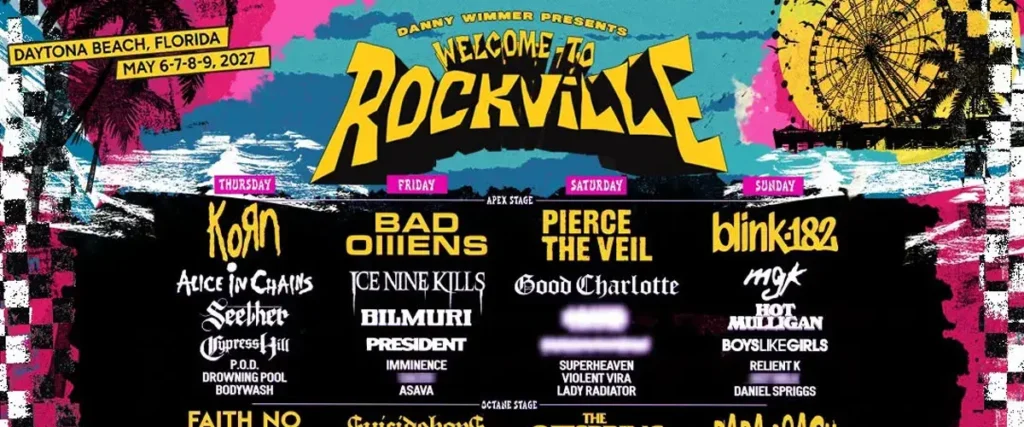 Korn, Bad Omens, Pierce The Veil & Blink-182 Set To Headline 2027 Welcome To Rockville The Mosh Network - Welcome To Rockville 2027